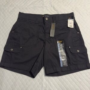 Lee Women's Black Relaxed Fit Mid Rise Flex To Go Cargo Shorts Size 12 Medium